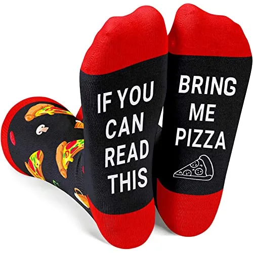 Funny Pizza Socks for Women Who Love Pizza, Novelty Pizza Gifts, Women's Gag Gifts, Gifts for Pizza Lovers, Funny Sayings If You Can Read This, Bring Me Pizza Socks