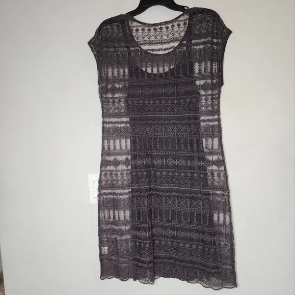 Garnet Hill Embroidered Lace Grey Dress Size 10