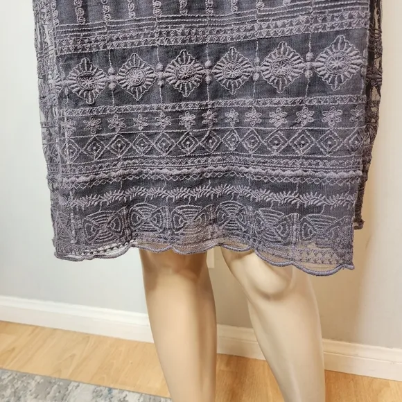 Garnet Hill Embroidered Lace Grey Dress Size 10