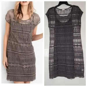 Garnet Hill Embroidered Lace Grey Dress Size 10