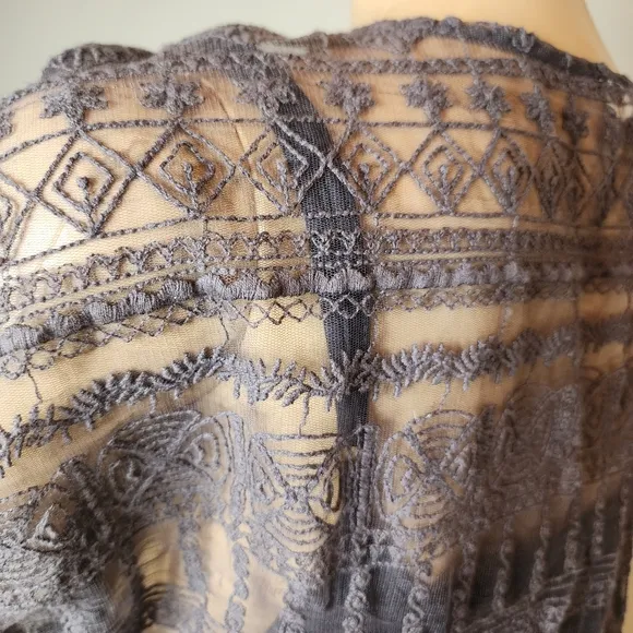 Garnet Hill Embroidered Lace Grey Dress Size 10