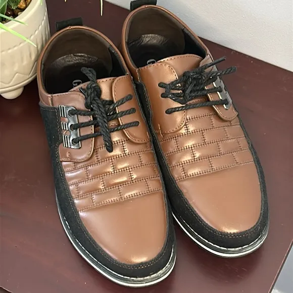 Gatsby Men's Brown Black‎ Oxford Derby Orthopedic Leather Shoes Size 9-10