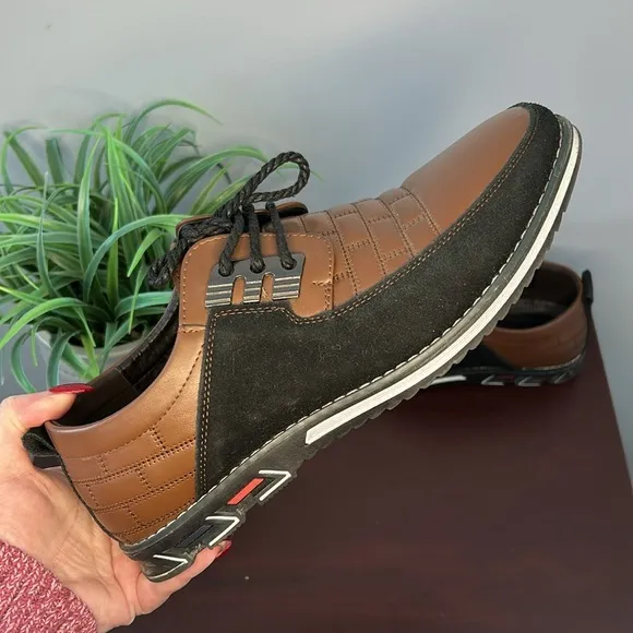Gatsby Men's Brown Black‎ Oxford Derby Orthopedic Leather Shoes Size 9-10