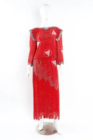 Geometric Beaded Shift Dress