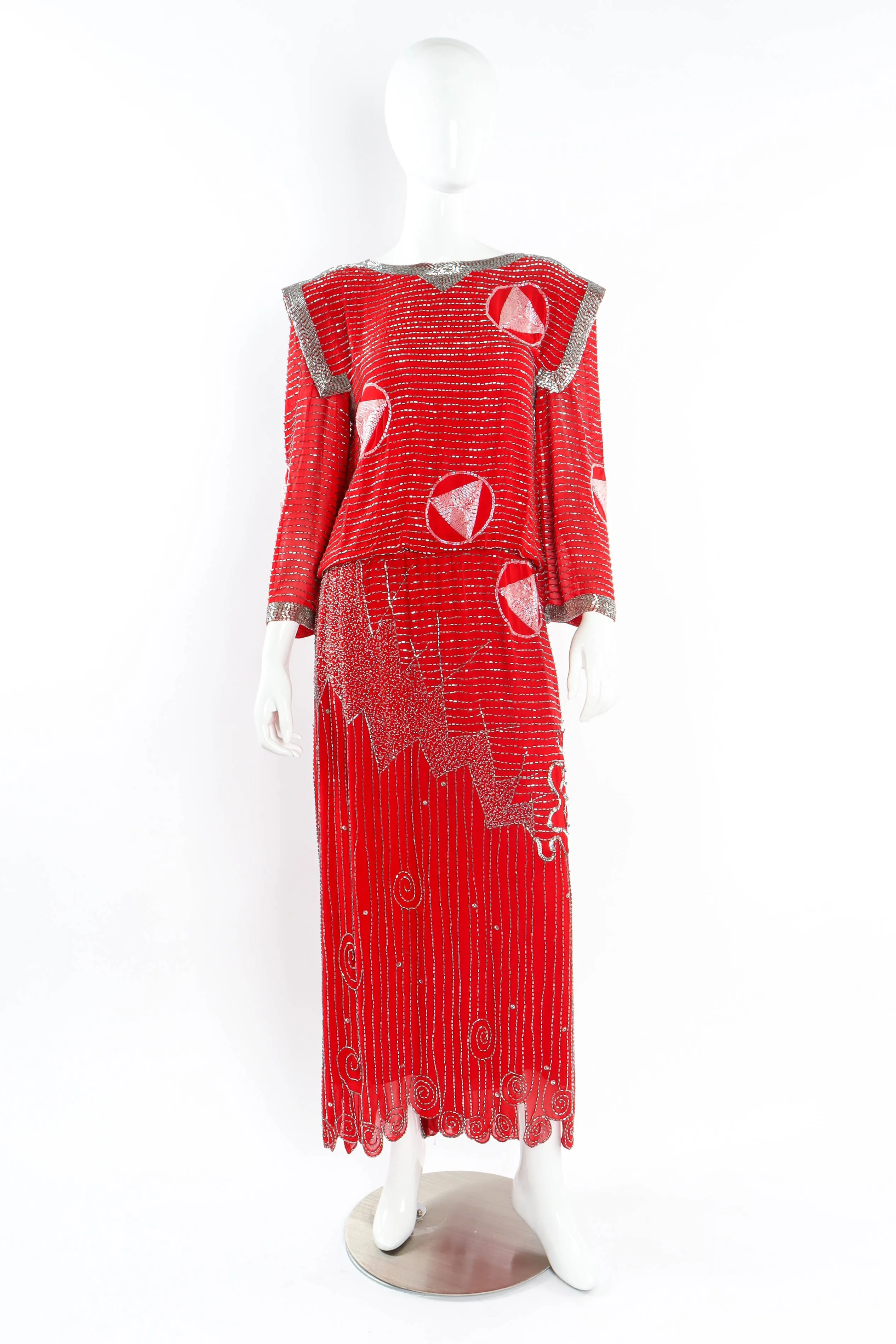 Geometric Beaded Shift Dress