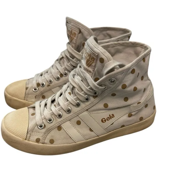 Gola Coaster For J Crew Women's Polka Dot High-Top Sneakers - White and Tan