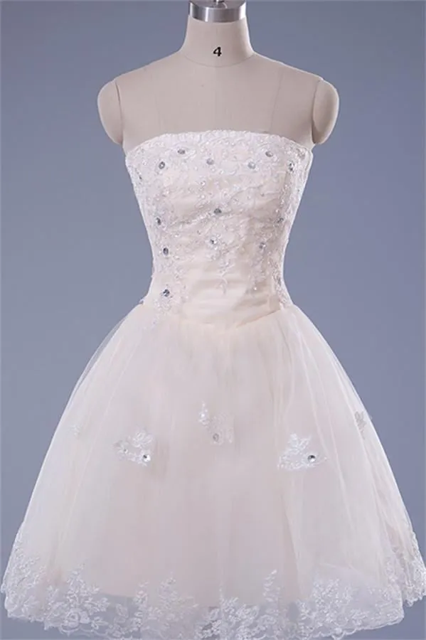 Gorgeous Strapless Lace Short Beading Pretty Homecoming Dress K199