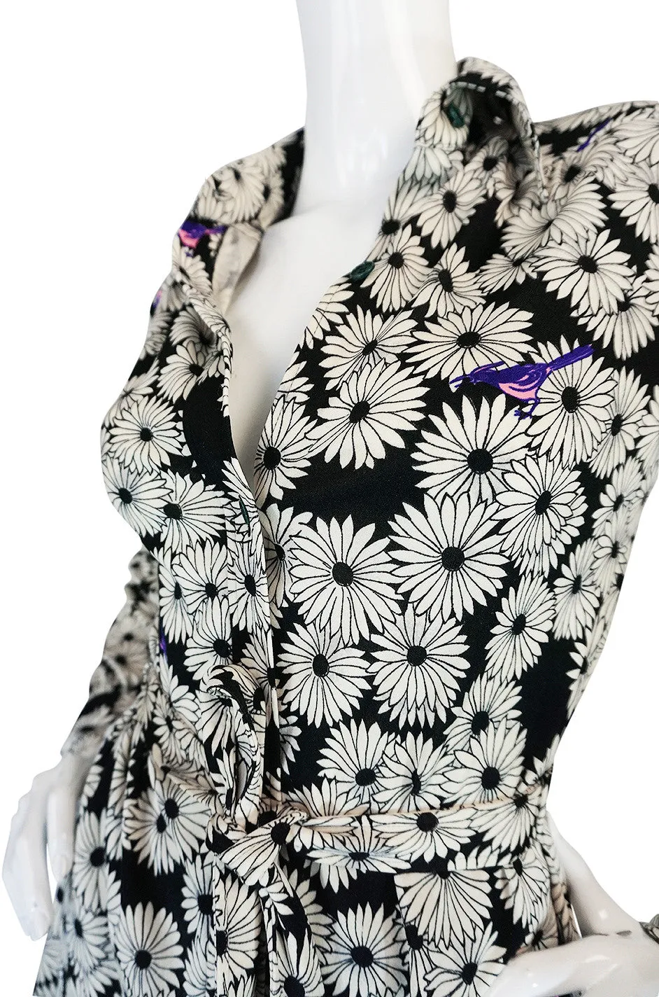 Graphic 1970s Hanae Mori Floral Print Jersey Pant & Top Set