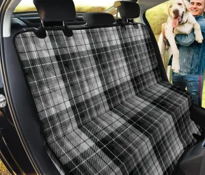 Gray, Black and White Tartan Plaid Back Seat Cover For Pets
