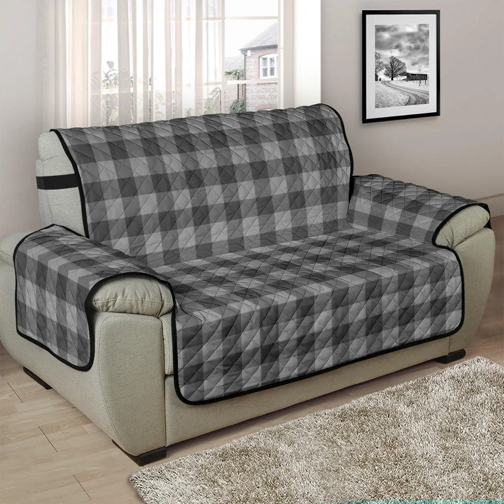 Gray Buffalo Plaid 48" Chair and a Half Sofa Couch Protector