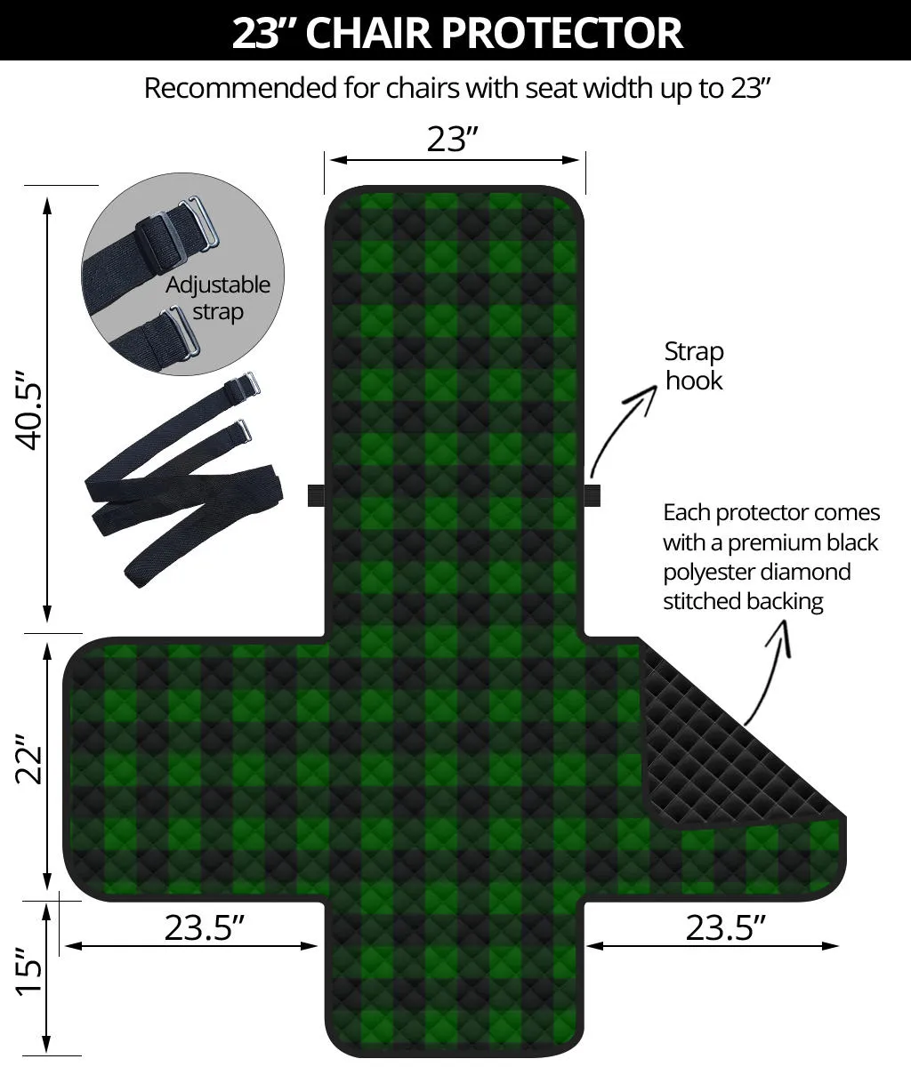 Green Buffalo Plaid 23" Chair Sofa Protector Couch Cover Farmhouse Decor
