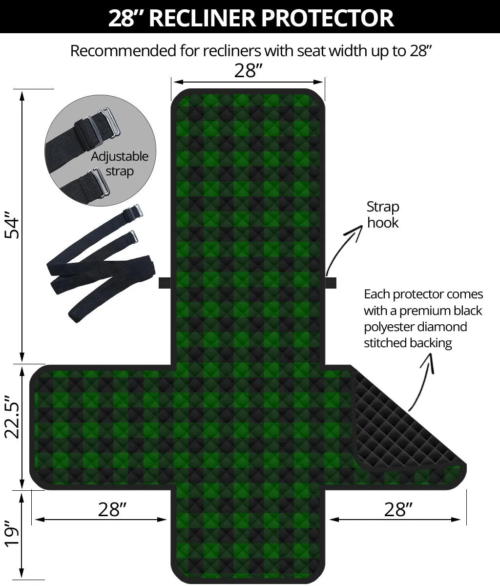 Green Buffalo Plaid 28" Recliner Sofa Protector Couch Cover Farmhouse Decor