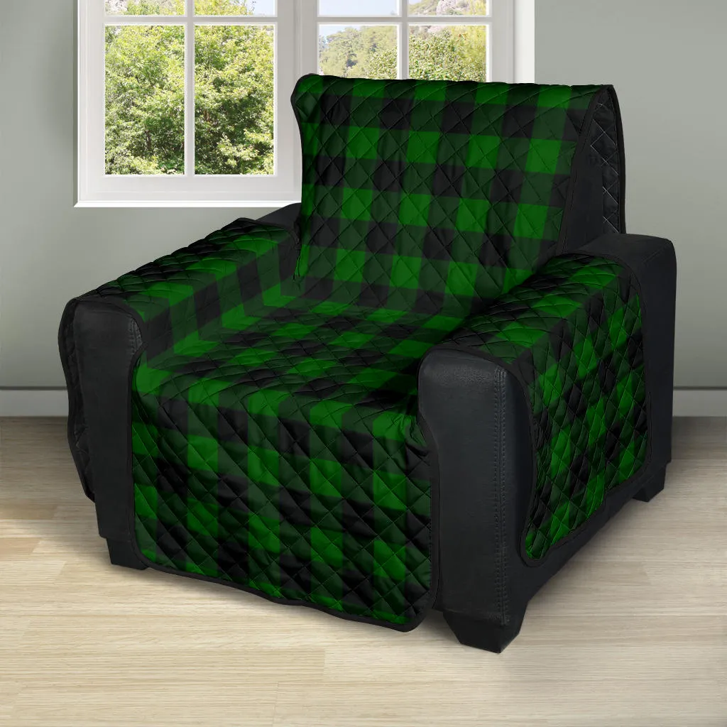 Green Buffalo Plaid 28" Recliner Sofa Protector Couch Cover Farmhouse Decor
