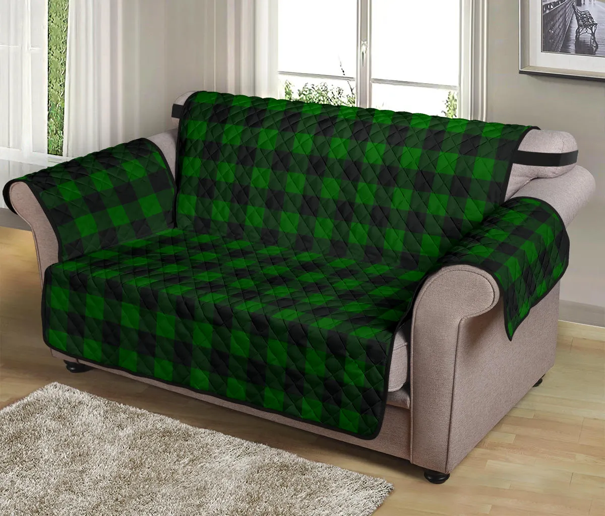 Green Buffalo Plaid 54" Loveseat Couch Cover Sofa Protector Farmhouse Decor