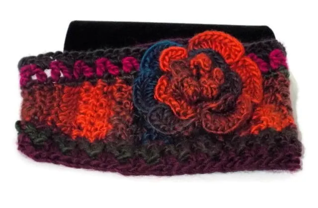 Green, purple, fuchsia ear warmer, crochet headband, woman size, THE LUSH ORCHID HEADBAND, must-have, holiday gift