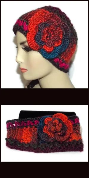 Green, purple, fuchsia ear warmer, crochet headband, woman size, THE LUSH ORCHID HEADBAND, must-have, holiday gift