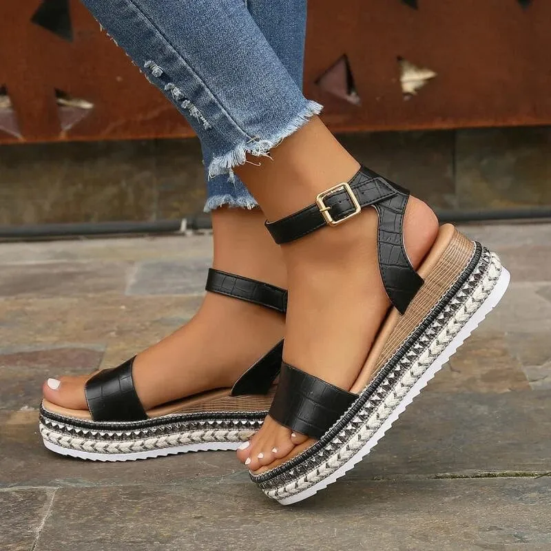 GS Platform Sandaal | Elegante platform sandalen met enkelbandje voor dames