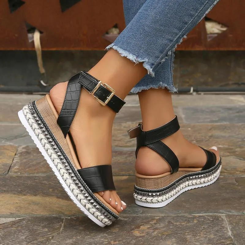 GS Platform Sandaal | Elegante platform sandalen met enkelbandje voor dames