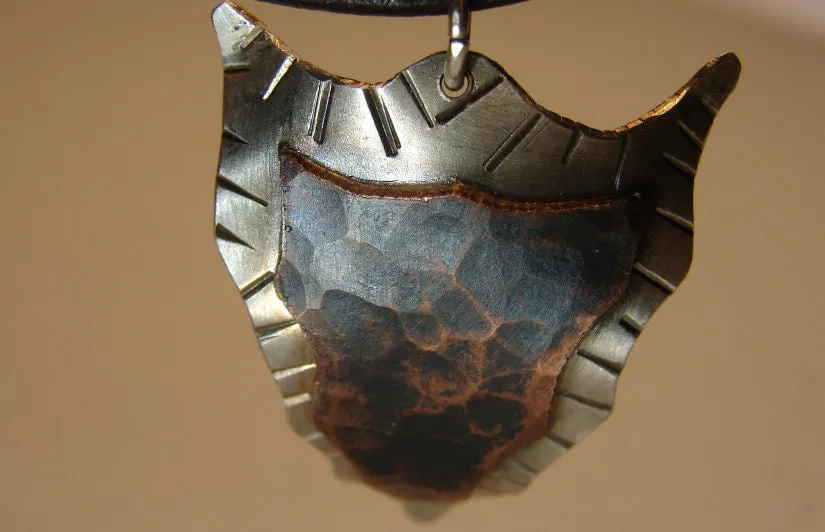 Hammered copper on sterling silver arrowhead necklace