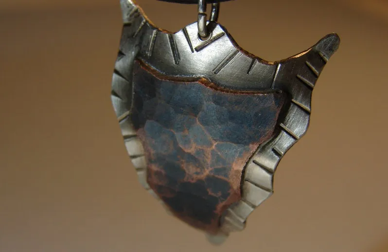 Hammered copper on sterling silver arrowhead necklace
