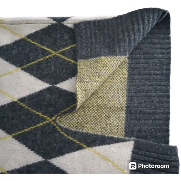 H&amp;M X Pringle Of Scotland Grey Argyle Sweater Knit Pencil Skirt. Size XS