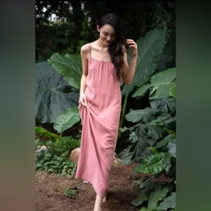 Handmade Linen Cotton Slip Dress White XS