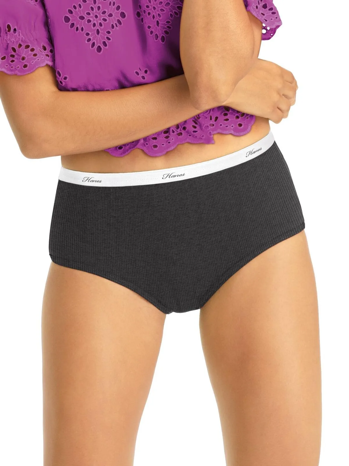 Hanes Women's 4pk Cotton Ribbed Heather Briefs PP40RH Colors May Vary 10