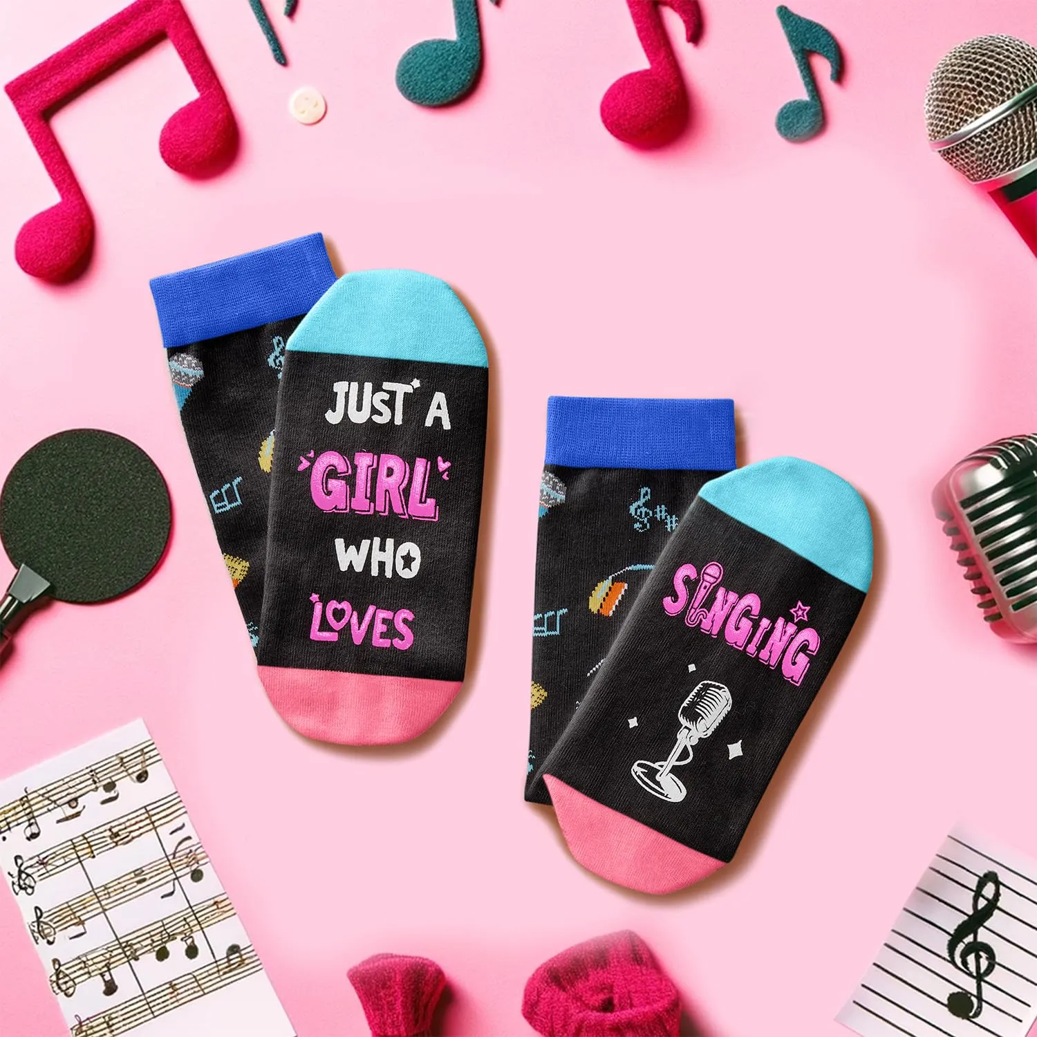 HAPPYPOP Singing Gifts for Women Girls - Funny Music Gifts for Teens, Music Singing Socks Singers