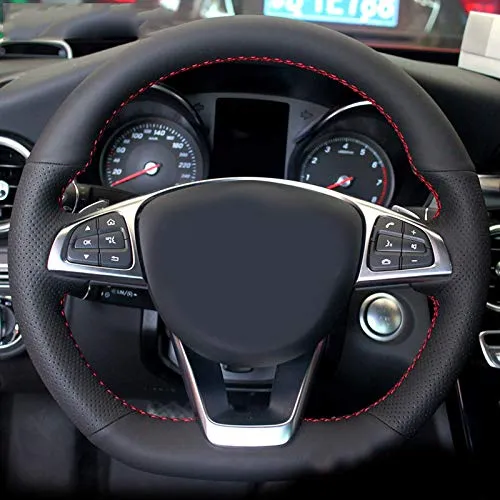 HCZSZH Car Accessories PU Hand Stitched Car Steering Wheel Cover, for Mercedes Benz C Class C205 C180 C200 C400 C250 Coupe