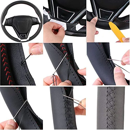 HCZSZH Car Accessories PU Hand Stitched Car Steering Wheel Cover, for Mercedes Benz C Class C205 C180 C200 C400 C250 Coupe