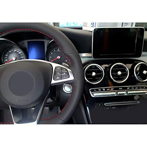 HCZSZH Car Accessories PU Hand Stitched Car Steering Wheel Cover, for Mercedes Benz C Class C205 C180 C200 C400 C250 Coupe