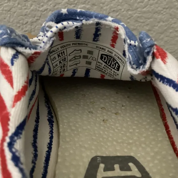 HEY DUDE Kids Wally Stars and Stripes Casual Moccasin Sneakers, size…