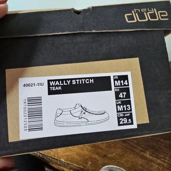 Hey Dude Wally Stitch Teak Brown Mens Size 14