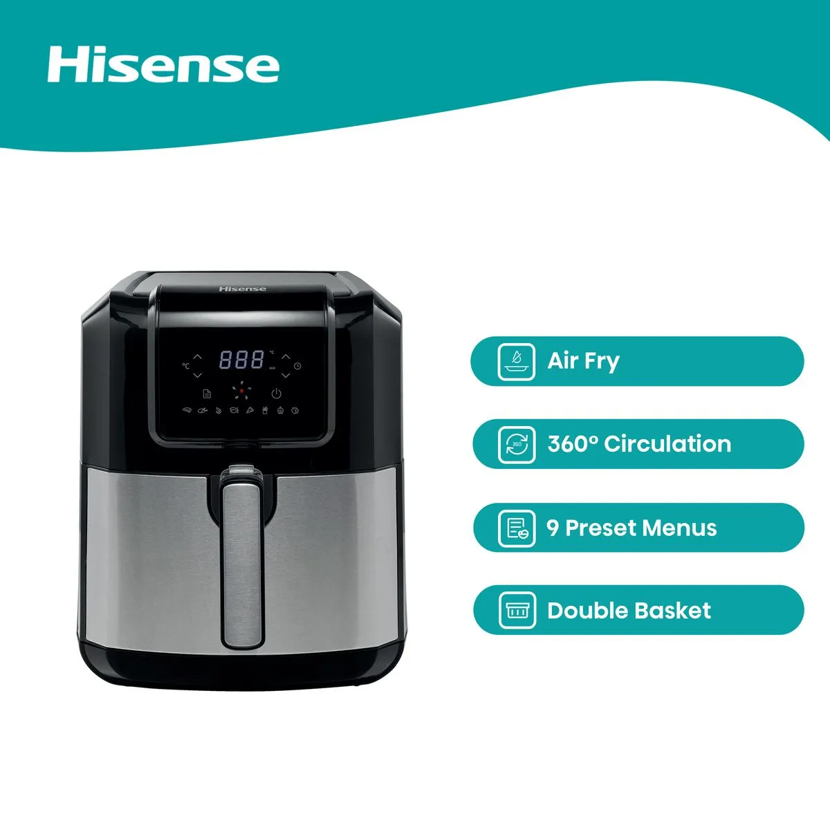 Hisense 5L Air Fryer with Digital Touch Control Panel HO6AFBK1S1