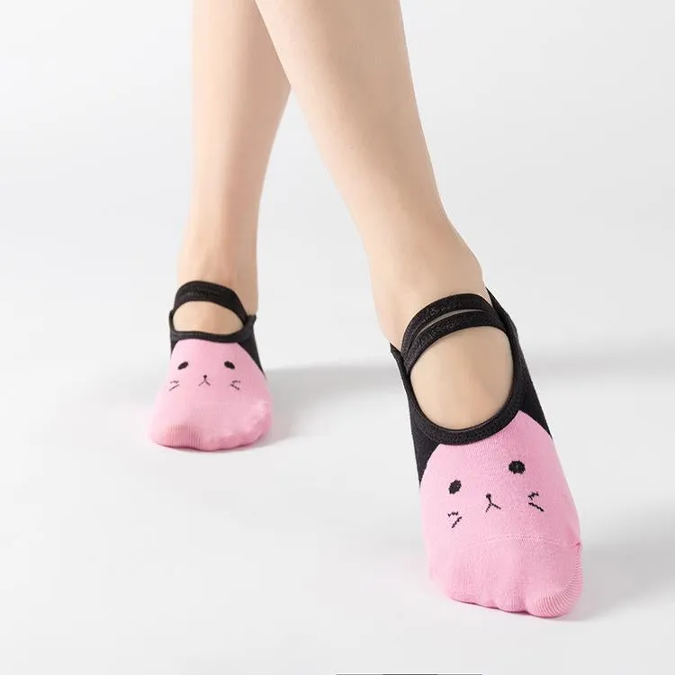 HJ Kitten Lace Up Non-Slip Socks Yoga Socks