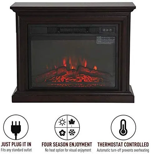 HOMCOM 31" 1400W Freestanding Portable 3D LED Electric Fireplace Mantel Heater Stove with Remote Control