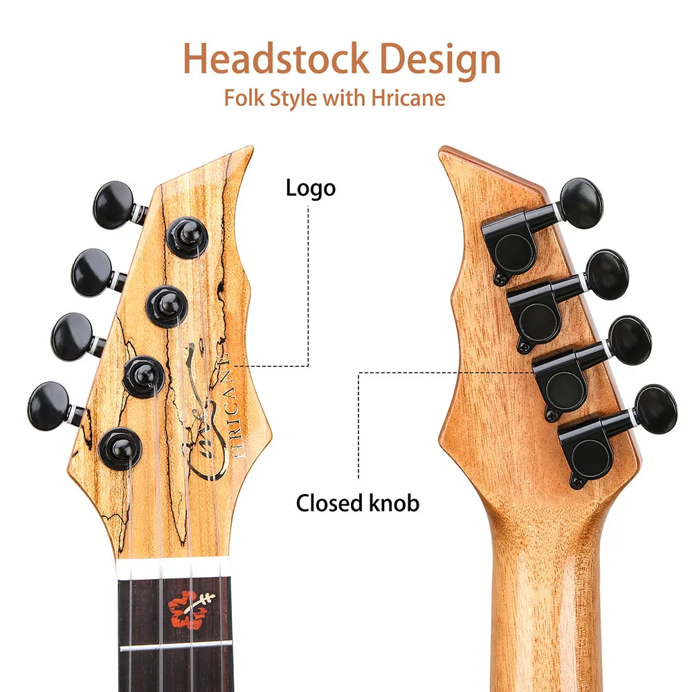 HRICANE concert size Spalted Maple ukulele