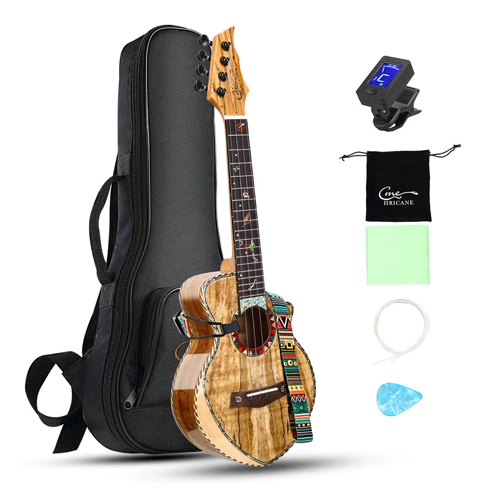 HRICANE concert size Spalted Maple ukulele