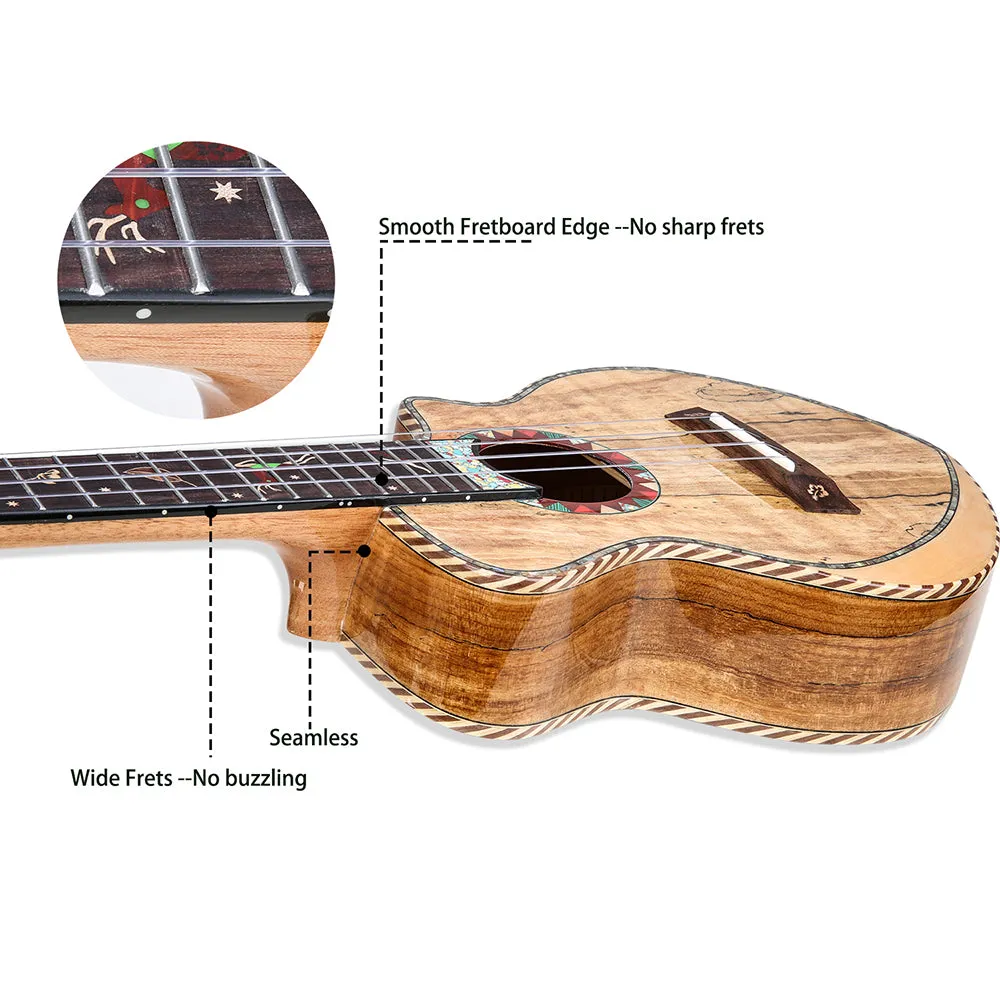HRICANE concert size Spalted Maple ukulele