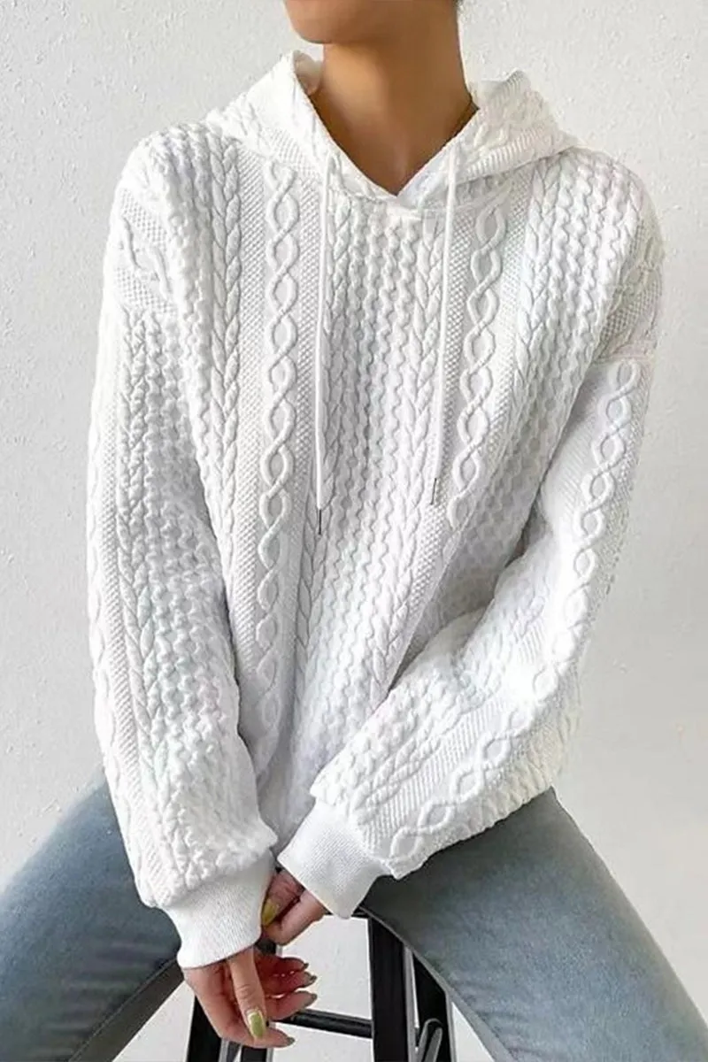 HTS1096 Cozy Cable Knit Hoodie