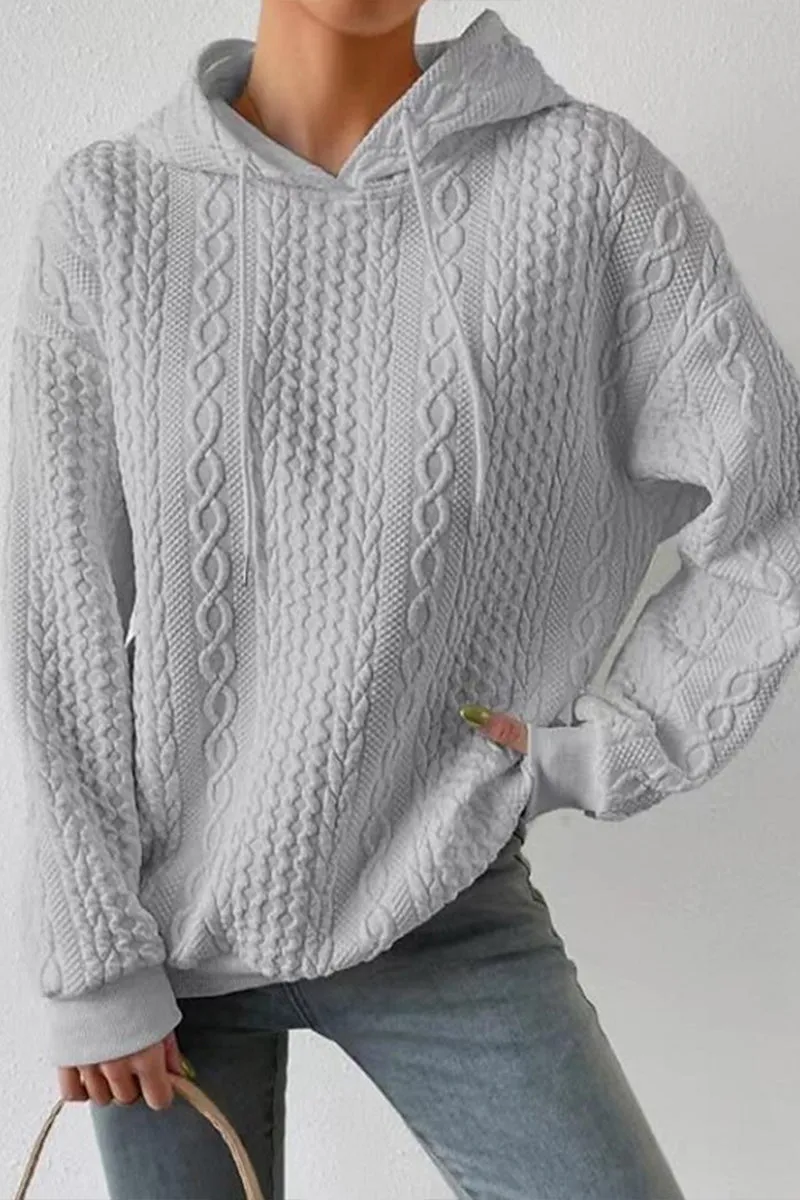HTS1096 Cozy Cable Knit Hoodie