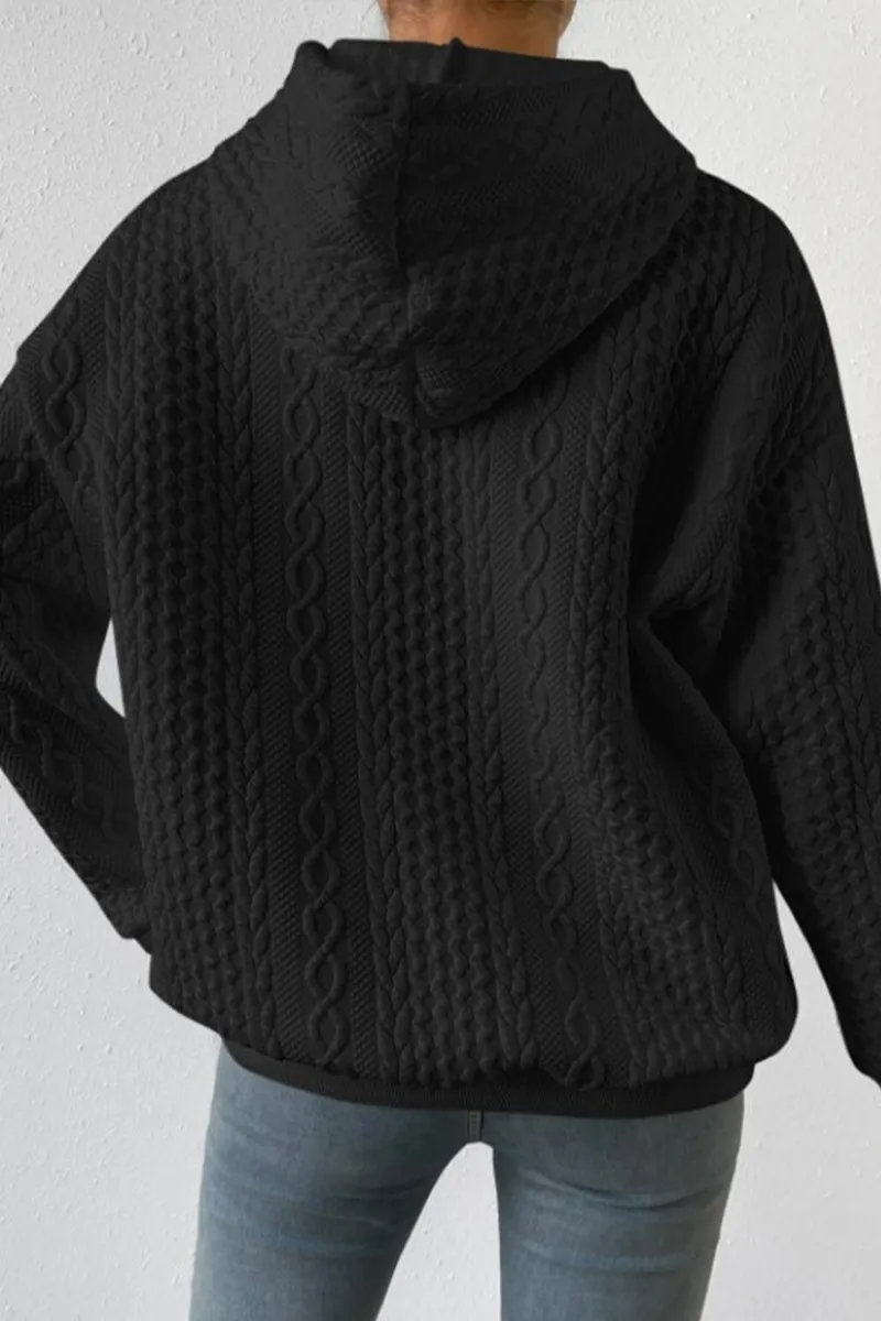 HTS1096 Cozy Cable Knit Hoodie