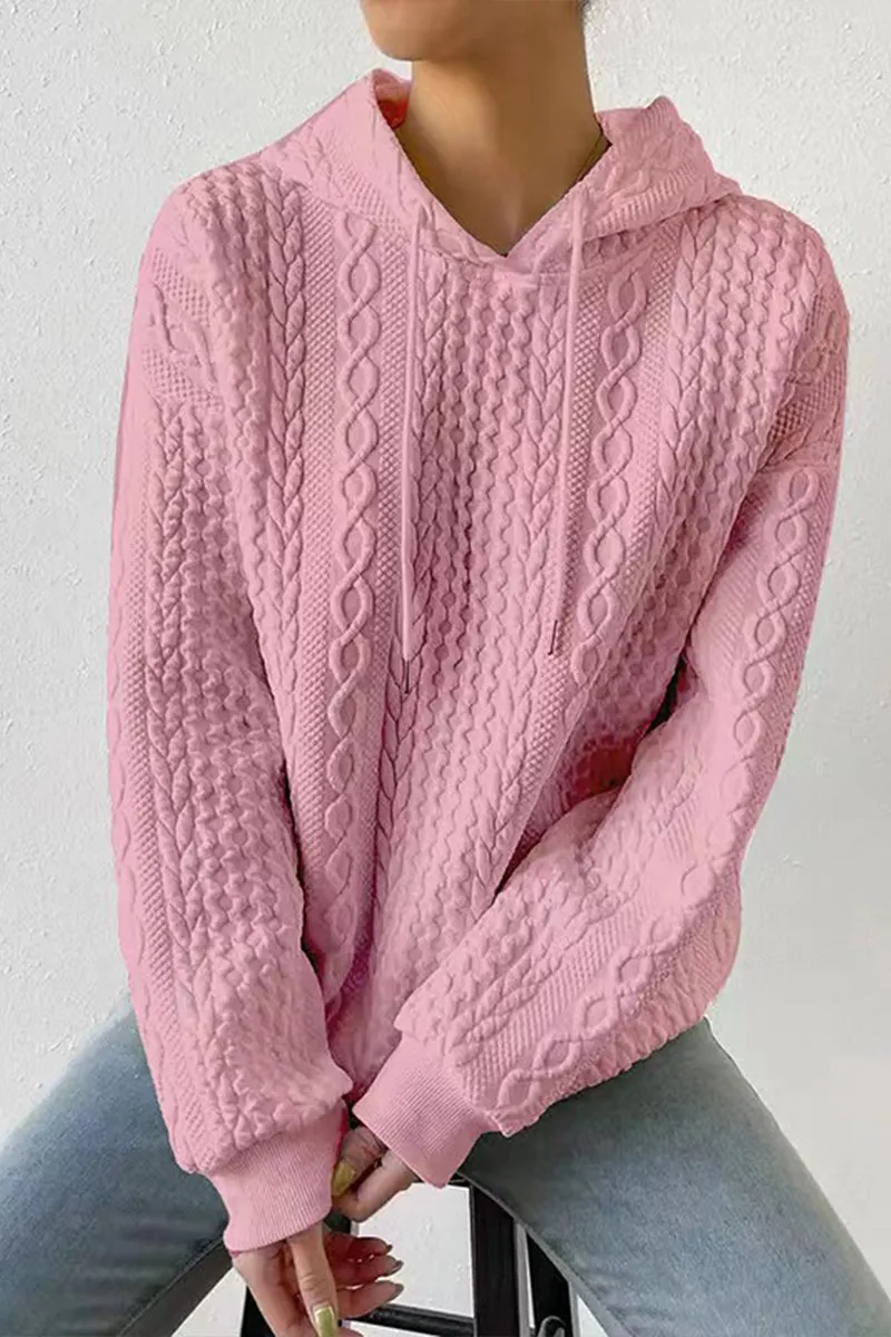 HTS1096 Cozy Cable Knit Hoodie