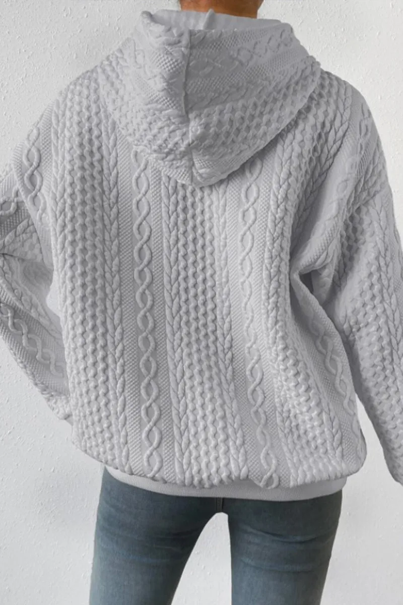 HTS1096 Cozy Cable Knit Hoodie