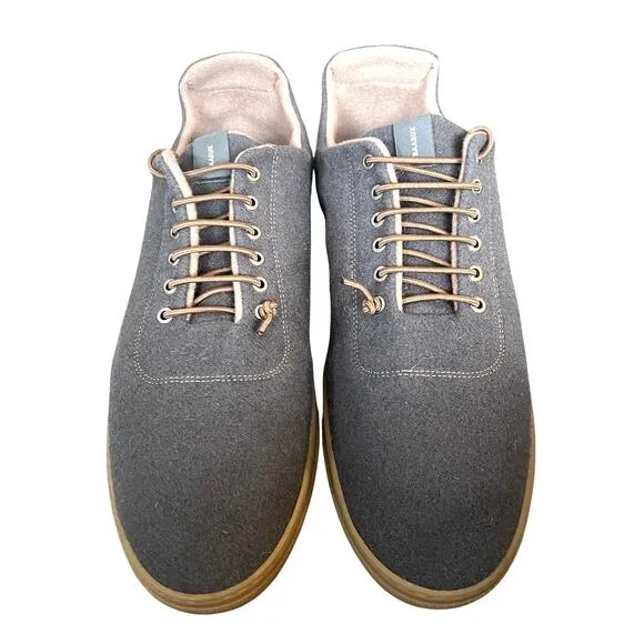 Huckberry Mens 11.5 Urban Wooler Low Top Sneaker Felted Lace Up Shoes Gray EU 45