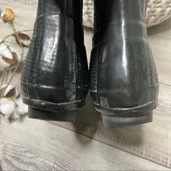 Hunter Carnaby Snake Boa Tall Wellies Rain Boots Black Size 6M