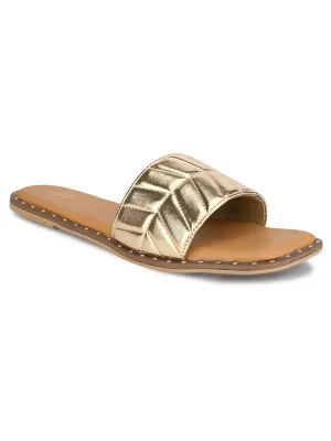 Hydes N Hues Golden Flat Sandal For Women