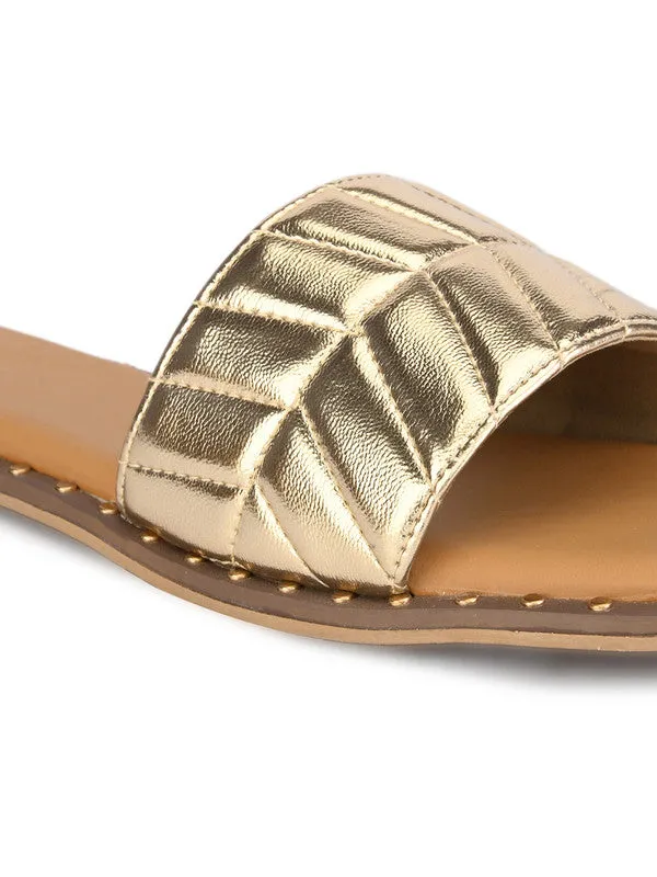 Hydes N Hues Golden Flat Sandal For Women