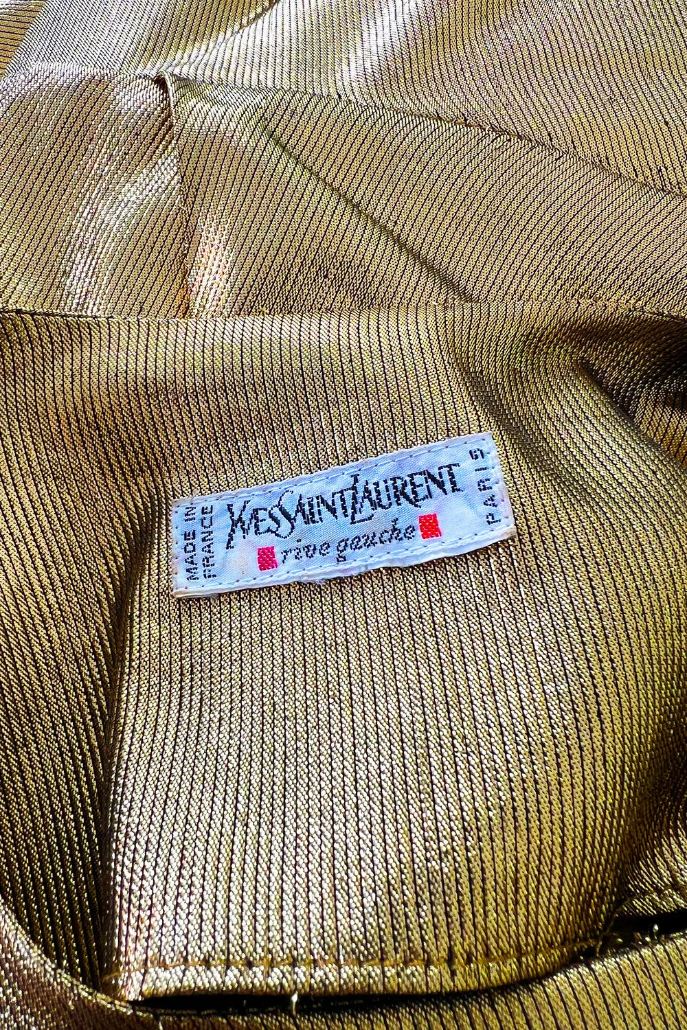 Iconic Fall 1991 Yves Saint Laurent Runway Slinky Gold Lame Dress w Gold Button Details