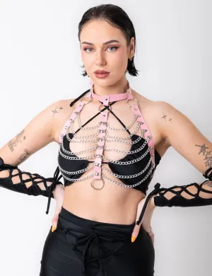IN CHAINS HARNESS TOP - PINK